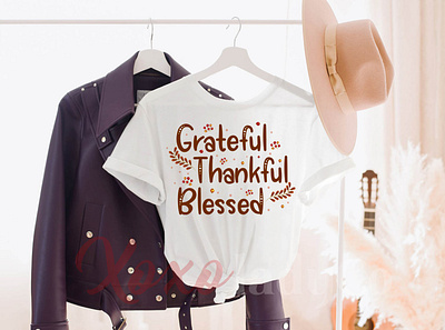 "Grateful Thankful Blessed" T-Shirt Design animation app branding custom t shirt design friendgiving graphic design icon illustration logo many book t shirt typography ui ux vector