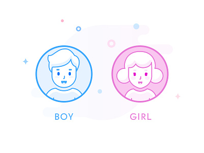 Gender Select Icons boy female gender gile icon illustration male material settings ui
