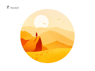 Whispers of Desert bird desert dribbble flat hot illustration landscape mountain red sun