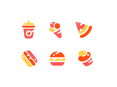 Icon Set 02 -FOOD coffee color dessert drink fastfood food hamburg hotdog icecream icon pizza starbucks