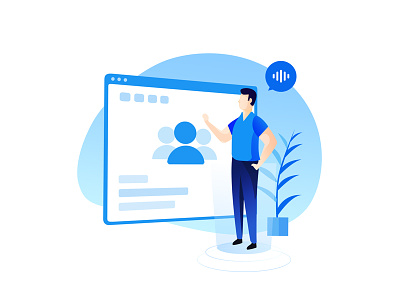 Online Meeting character chat illustration image man message phone plant ui ux voice web