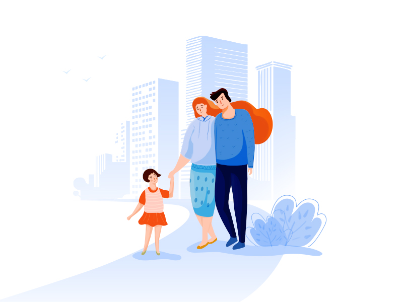 Family walk by Peanut! on Dribbble