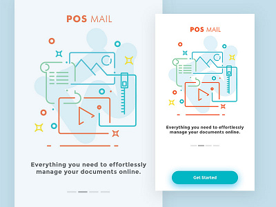 Onboarding Pos Mail app design flatdesign hosting illustration line mail minimalist