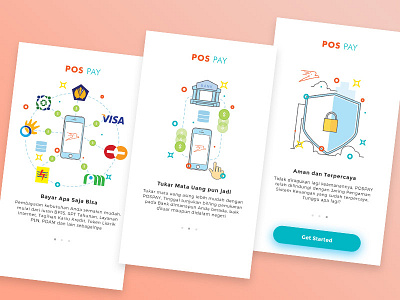 Onboarding POSPAY app design flatdesign illustration line minimalist onboarding payment