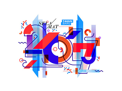 Happy New Year 2017 2017 colorful happy letter linedesign minimalist new typography years