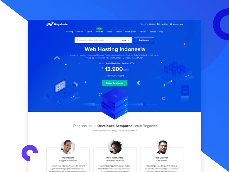 Home New Face Niagahoster hosting illustration new design minimalist ui ux userinterfaces isometric