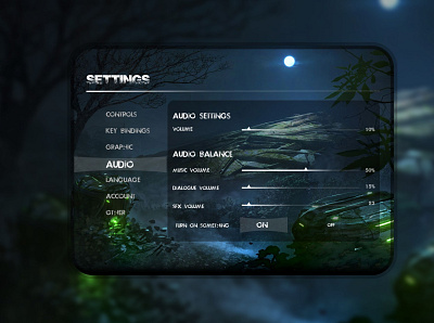 Game UI setting page game ui landing page ui ux vector web design