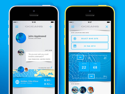 Oceans for iOS app blue diver iphone oceans scuba ui