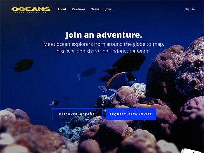 Oceans.io app blue diver iphone oceans responsive scuba ui underwater web