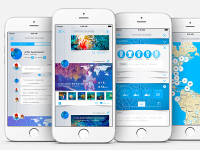 Oceans 1.2 "Mantaray" Features app blue diver ios iphone oceans preview scuba teaser ui underwater web