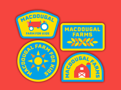 Macdougal Farms badge barn branding farm farmers market logo sun tractor