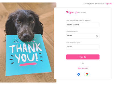 Stray dog sign up screen!