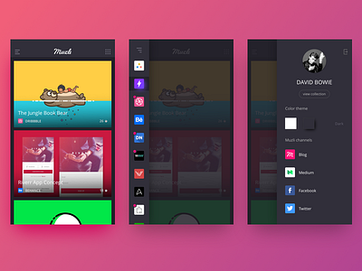 Muzli iOS Concept - Dark app concept design interface ios menu mobile muzli ui ux