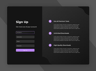 Dark Mode Sign-Up Form dark mode sign up form