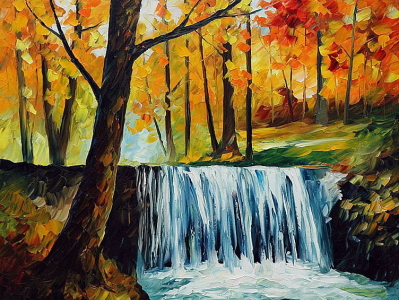 WATERFALL — oil painting on canvas by Leonid on Dribbble