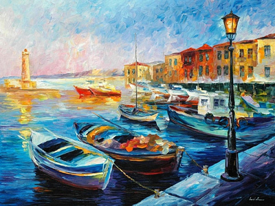 FISHING BOATS — oil painting on canvas leonidafremov