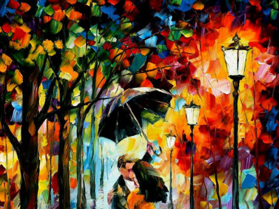 DANCE UNDER THE RAIN — oil painting on canvas leonidafremov