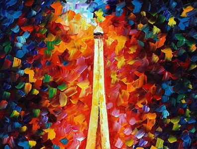 PARIS EIFFEL TOWER LIGHTED 48"x72" (120cm x 180cm) — oil paintin