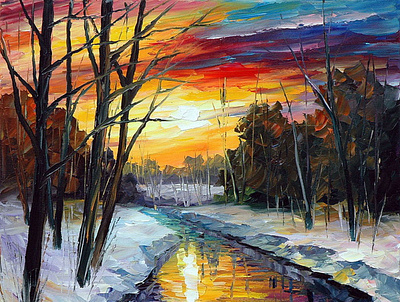 WINTER — PALETTE KNIFE Oil Painting On Canvas By Leonid Afremov leonidafremov