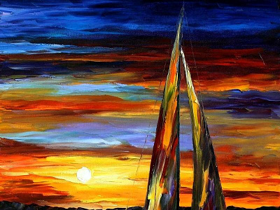 SAILING BY THE SHORE — PALETTE KNIFE Oil Painting On Canvas By L leonidafremov