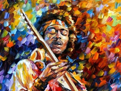 JIMI HENDRIX — PALETTE KNIFE Oil Painting On Canvas By Leonid Af