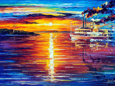 NEW ORLEANS RIVER — oil painting on canvas