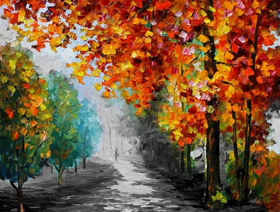 FALLING LEAVES — oil painting on canvas by Leonid on Dribbble