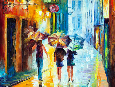 RAINY DAY IN THE CITY — oil painting on canvas by Leonid on Dribbble