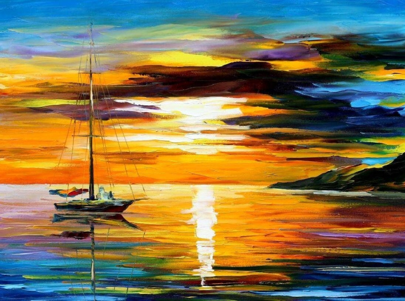 ROMANTIC SAILING WITH THE SUN — oil painting on canvas by Leonid on ...