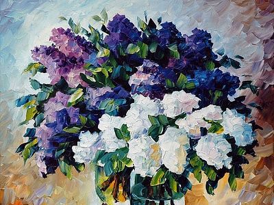 FIRST LILACS — oil painting on canvas