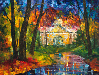 HOUSE BY THE STREAM — oil painting on canvas leonidafremov