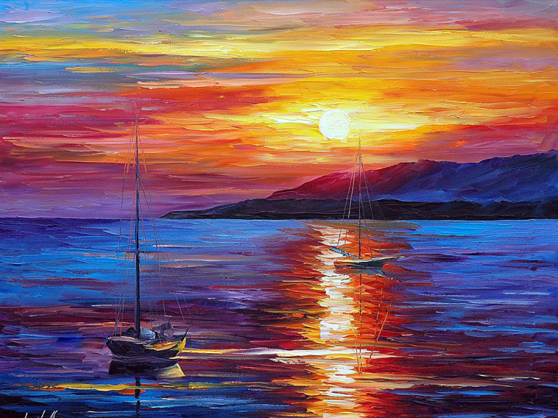 CALM SUNSET — oil painting on canvas by Leonid on Dribbble