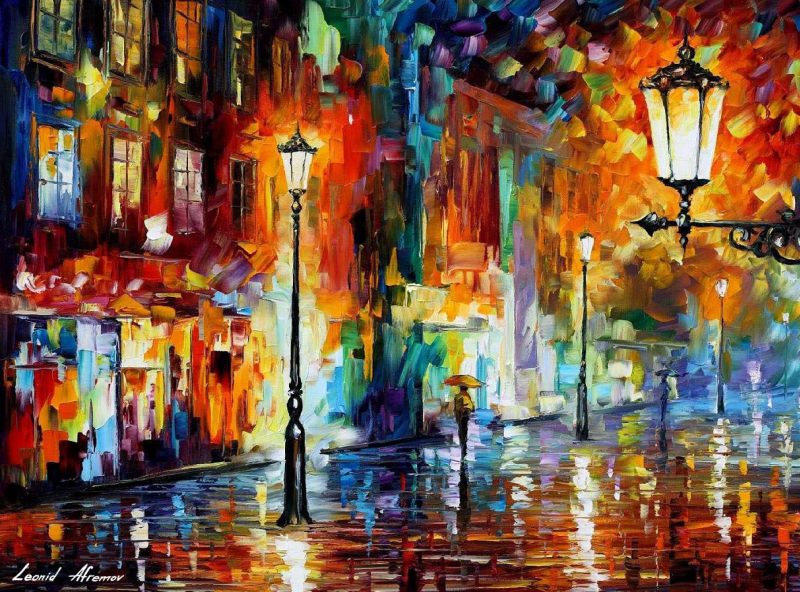 NIGHT LIGHTS — oil painting on canvas by Leonid on Dribbble