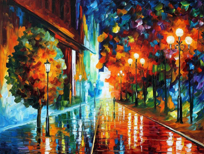 NIGHT STREET OF HOPE — oil painting on canvas by Leonid on Dribbble