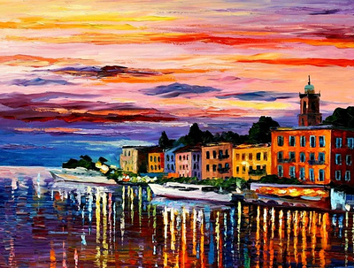 LAKE COMO — BELLAGIO — oil painting on canvas leonidafremov