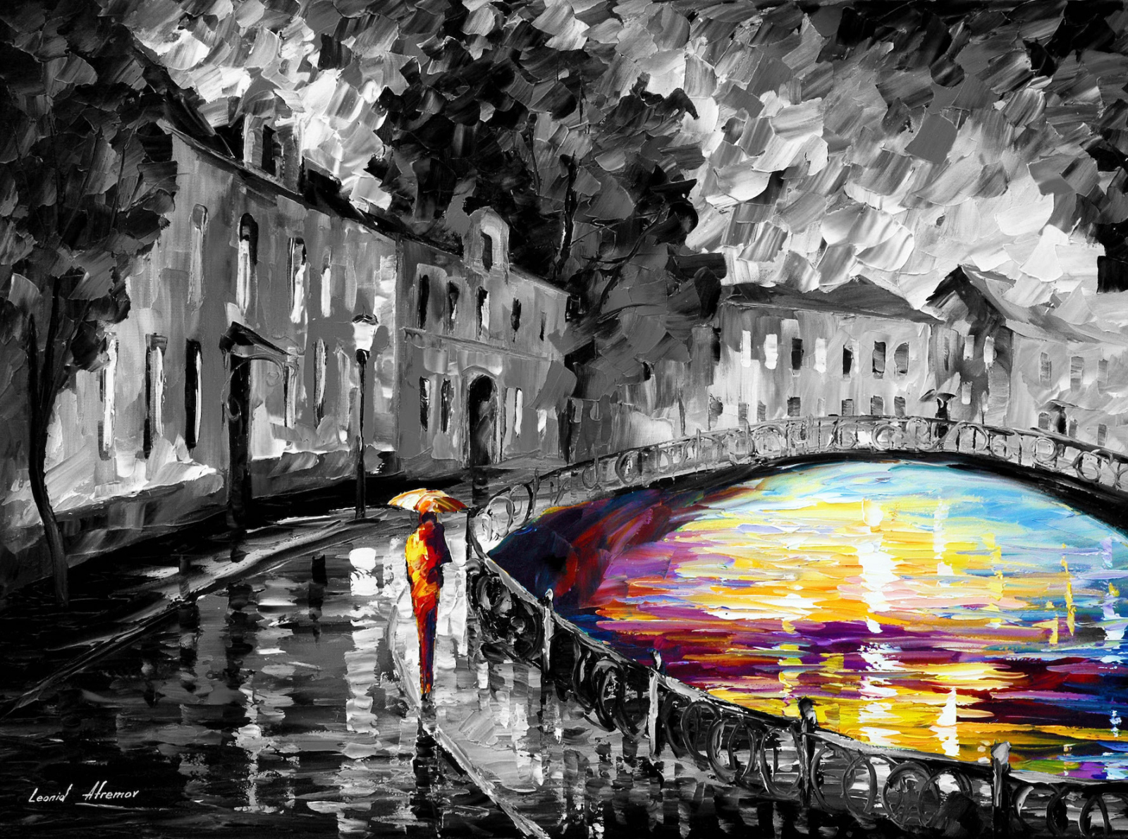 Magic Bridge B&W — Oil Painting On Canvas By Leonid On Dribbble