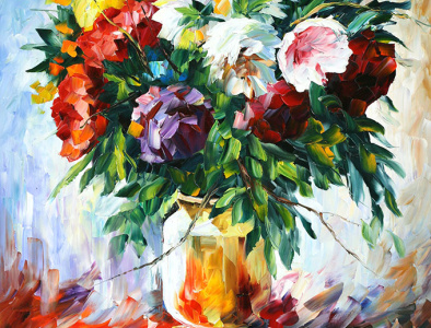 PEONIES — PALETTE KNIFE Oil Painting On Canvas By Leonid Afremov by ...