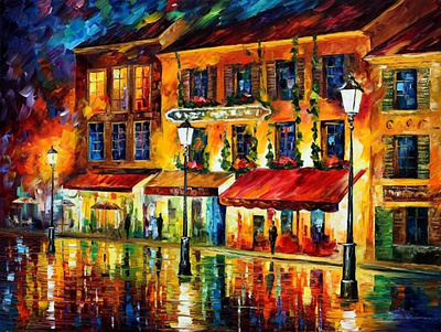 PARIS, MONTMARTRE AT NIGHT — oil painting on canvas leonidafremov