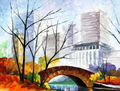 CENTRAL PARK BRIDGE - NEW YORK — oil painting on canvas leonidafremov