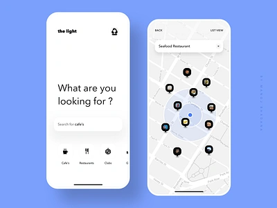 the light - A better way to explore neighbourhood app app design branding clean design interaction johnyvino ui ux