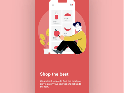 Onboarding for grocery store app animation app design clean design clean ui designer ecommerce interaction johnyvino minimal onboarding onboarding illustration onboarding ui online shopping online store ui user experience userinterface ux