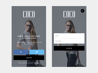 Login Screens for COCO - The Fashion App fashion india login manoj bhadana screens sign up