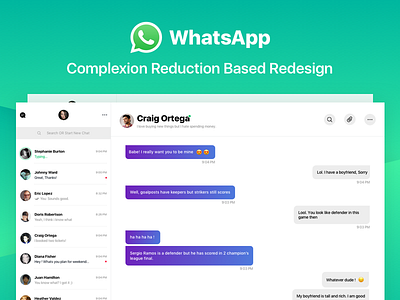 WhatsApp Redesign - Complexion Reduction clean complexion reduction desktop app new design redesign trend ui user interface whatsapp