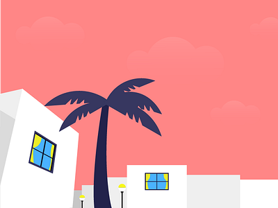 Sea Side building clean design flat illustrations sea summer vector