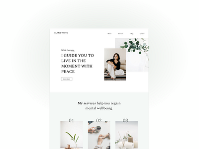 Therapy and wellness consultation services web landing page aesthetics dailyui dailyuichallenge landing page minimalist minimalist design ui web web design website