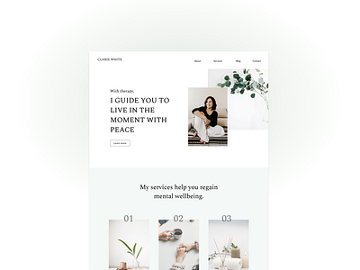 Therapy and wellness consultation services web landing page aesthetics dailyui dailyuichallenge landing page minimalist minimalist design ui web web design website