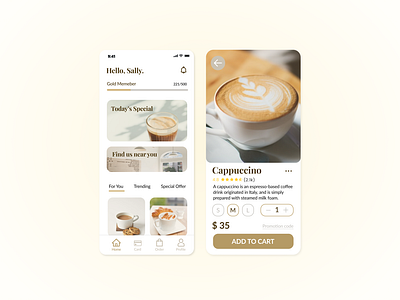 Coffee shop mobile UI design