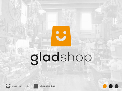 glad shop logo || modern minimal logo design for shop or store