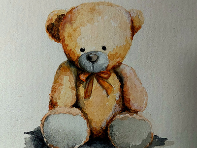 Teddy Bear in Watercolor on Paper drawing illustration painting teddy waterco