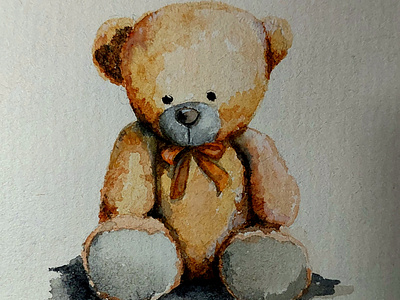 Teddy Bear in Watercolor on Paper